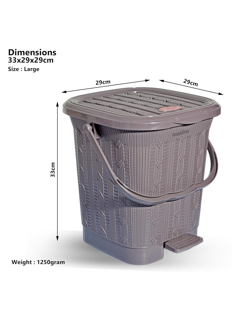 Homfine Homfine Pedal Dustbin Large Size with Detachable Inner Bucket Heavy Duty Virgin Plastic Bulging Design for Home Office Pantry Kitchen DryWet Waste 1Pc Grey 14Ltr  - Image 3