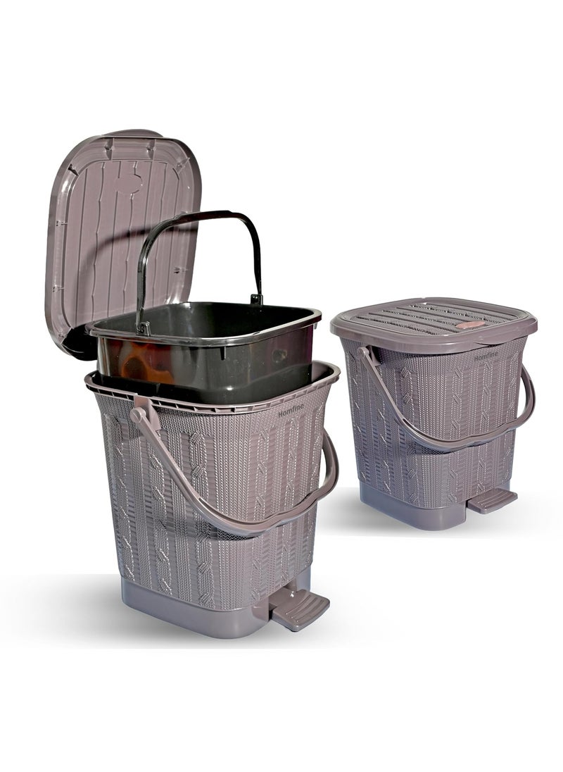 Homfine Homfine Pedal Dustbin Large Size with Detachable Inner Bucket Heavy Duty Virgin Plastic Bulging Design for Home Office Pantry Kitchen DryWet Waste 1Pc Grey 14Ltr  - Image 1