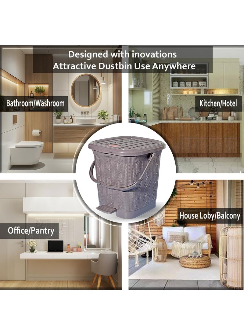 Homfine Homfine Pedal Dustbin Large Size with Detachable Inner Bucket Heavy Duty Virgin Plastic Bulging Design for Home Office Pantry Kitchen DryWet Waste 1Pc Grey 14Ltr  - Image 5