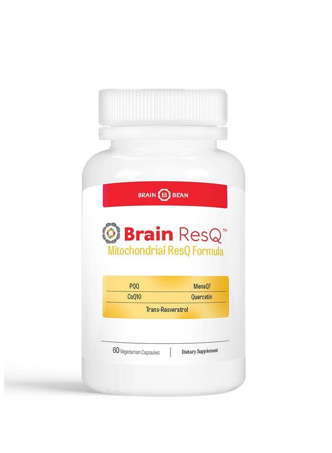 Brain-Bean Brain ResQ Advanced Mitochondrial Formula with PQQ, CoQ10, Trans Resveratrol, MenaQ7 & Quercetin Supplement - 100mg of CoQ10 & 15mg PQQ - Supports Brain, Heart & Cellular Health - 60 Capsules - Image 1