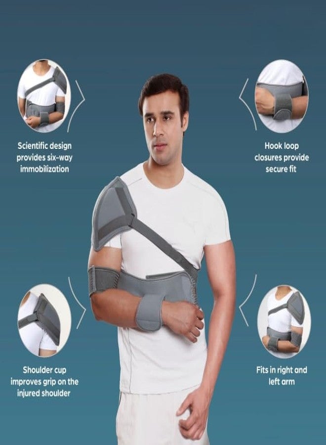 GULEEL Shoulder Immobilizer Sling - Adjustable Arm Support with Waist Strap for Post-Surgery Recovery, Fractures, Dislocations & Pain Relief (XXL) - Image 2