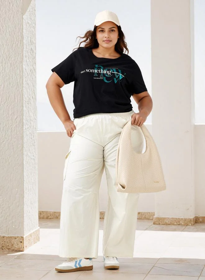 Ulla Popken Plus Size Ulla Popken Slogan Print T-shirt