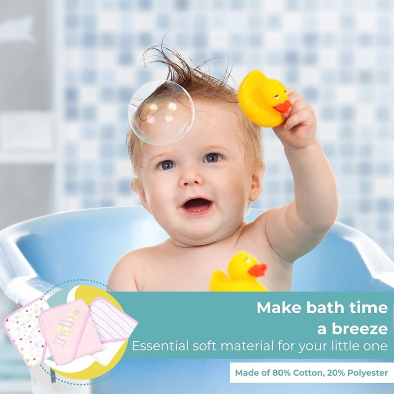 Spasilk Bath Hooded Towels & Washcloths Set for Babies, 23-Piece Gift Set, Pink - Image 5