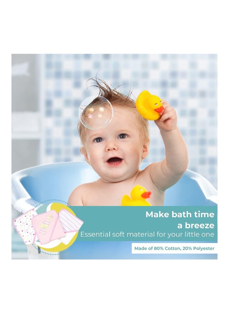 Spasilk Bath Hooded Towels And Washcloths Set For Babies 23 Piece Gift Set Pink  - Image 5