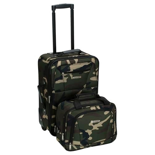 Rockland Fashion Softside Upright Luggage Set,Expandable, Wheel, Telescopic Handle, Camouflage, 2-Piece (14/19) - Image 1