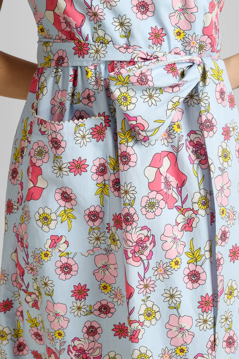 After Dark Wrap Dress, Blue Print