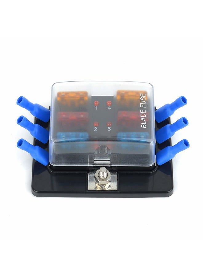 Jtron 6 Way DC 12~32V Blade Fuse Box Holder With LED Warning Light Kit For Automotive Car Boat Marine Trike(6 way+Fuse) - Image 3