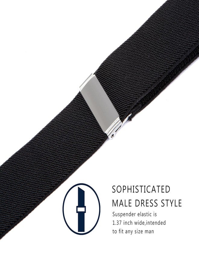 Vauhse Suspenders for Men, Updated Clips and Adjustable Suspenders with Elastic Straps Y-Back Construction Heavy Duty, Black, One size - Image 2