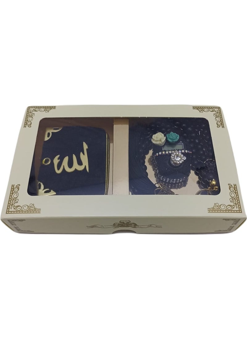 Sin@rasta Gift Boxed Mevlit Gift Set Black (Mini Quran+Pearl Prayer Beads 99+Stone Zikirmatik)  - Image 1