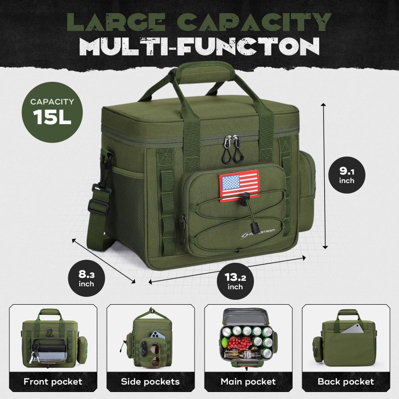 Maelstrom Tactical Lunch Box, Insulated Lunch Bag for Men, Large Leakproof Soft Cooler Bag with Detachable MOLLE Bags, Durable Lunch Tote for Adult Women Work,Picnic,20 Cans/15 L, Army Green - Image 5