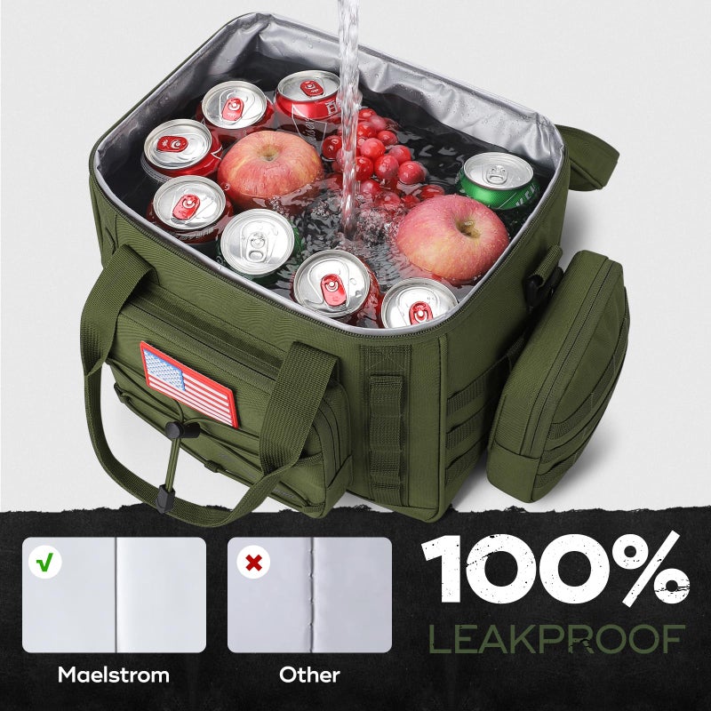 Maelstrom Tactical Lunch Box, Insulated Lunch Bag for Men, Large Leakproof Soft Cooler Bag with Detachable MOLLE Bags, Durable Lunch Tote for Adult Women Work,Picnic,20 Cans/15 L, Army Green - Image 3