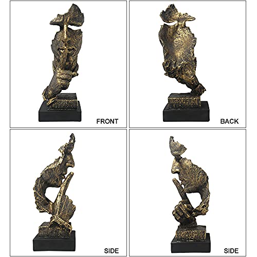 fazhongfa Thinker Statue - Silence is Gold Modern Decor Creative Abstract Art Figurine Resin Sculptures Decoration Room Home Study Office Figurines for Desktop Shelf Table Ornament (Bronze) - Image 3