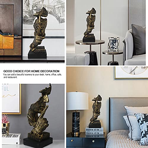 fazhongfa Thinker Statue - Silence is Gold Modern Decor Creative Abstract Art Figurine Resin Sculptures Decoration Room Home Study Office Figurines for Desktop Shelf Table Ornament (Bronze) - Image 5