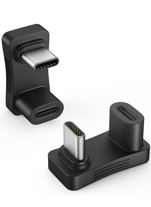 180° USB C Adapter, [2 Pack] U Shape Type-C Male to Female Connector with 4K@60Hz Video, PD 100W Fast Charging, Angled Extender for Steam Deck, Switch, Laptop, Tablet, Phone