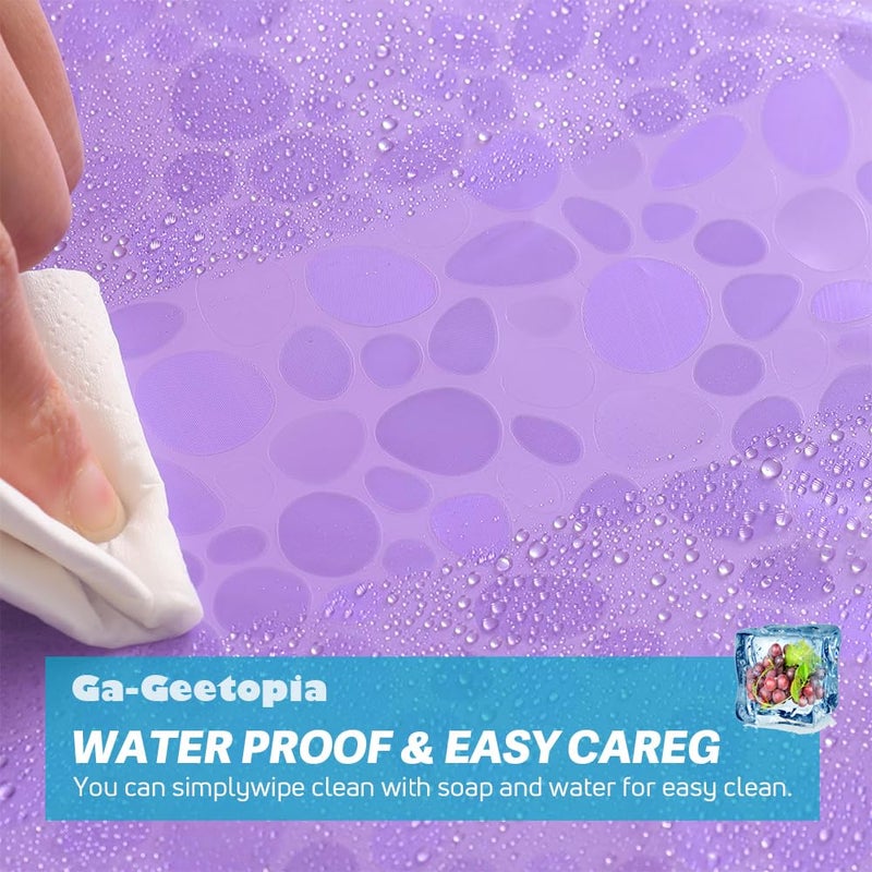 Ga-Geetopia EVA Purple Thin Shower Curtain Liner, Pebble Pattern 72x72 Inch Lightweight Plastic Bathroom Shower Showroom Inner Curtain with Rustproof Metal Grommets and Weighted Magnets(No Hooks) - Image 5