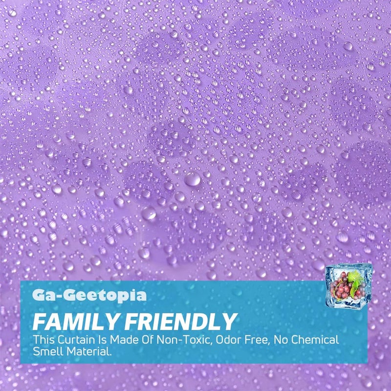 Ga-Geetopia EVA Purple Thin Shower Curtain Liner, Pebble Pattern 72x72 Inch Lightweight Plastic Bathroom Shower Showroom Inner Curtain with Rustproof Metal Grommets and Weighted Magnets(No Hooks) - Image 2