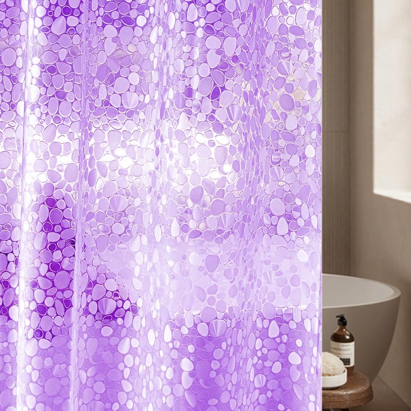 Ga-Geetopia EVA Purple Thin Shower Curtain Liner, Pebble Pattern 72x72 Inch Lightweight Plastic Bathroom Shower Showroom Inner Curtain with Rustproof Metal Grommets and Weighted Magnets(No Hooks) - Image 1
