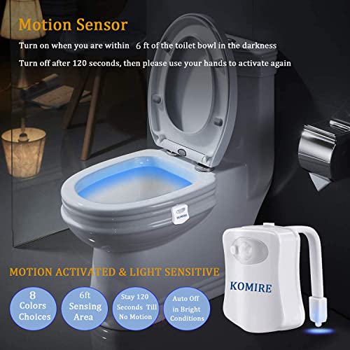 HASTHIP Komire Motion Sensor LED Toilet Night Light with 8-Color Changing, Battery Operated Waterproof Washroom Light - Image 5