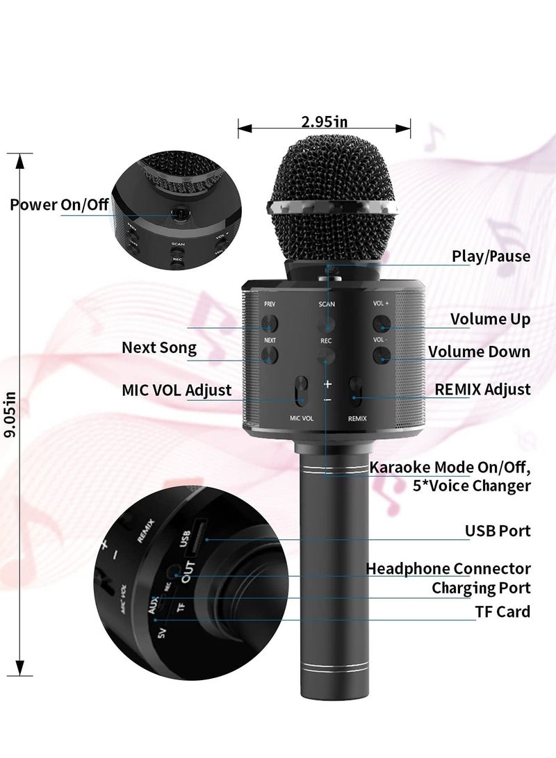 Wireless Bluetooth Karaoke Microphone,Rechargeable Kids Microphone Karaoke Machine,Professional Handheld Karaoke Mic Speaker Home KTV Kids Birthday Party - Best Gifts for Kids Adults (Black) - Image 3