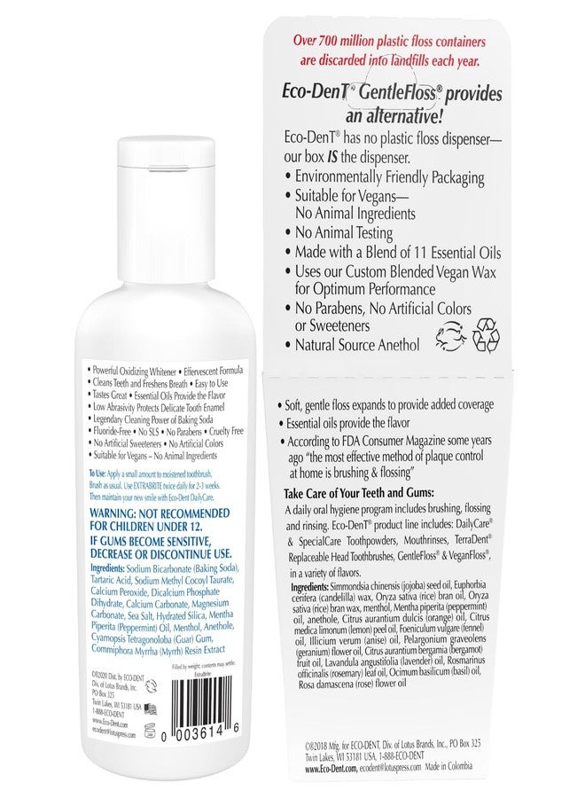 Eco-Dent Oral Care Bundle - ExtraBrite Toothpowder + Gentle Floss, Mint, Whitening Tooth Powder, SLS Free Toothpaste Alternative & Mint Waxed Dental Floss, Vegan (Set of 2) - Image 2