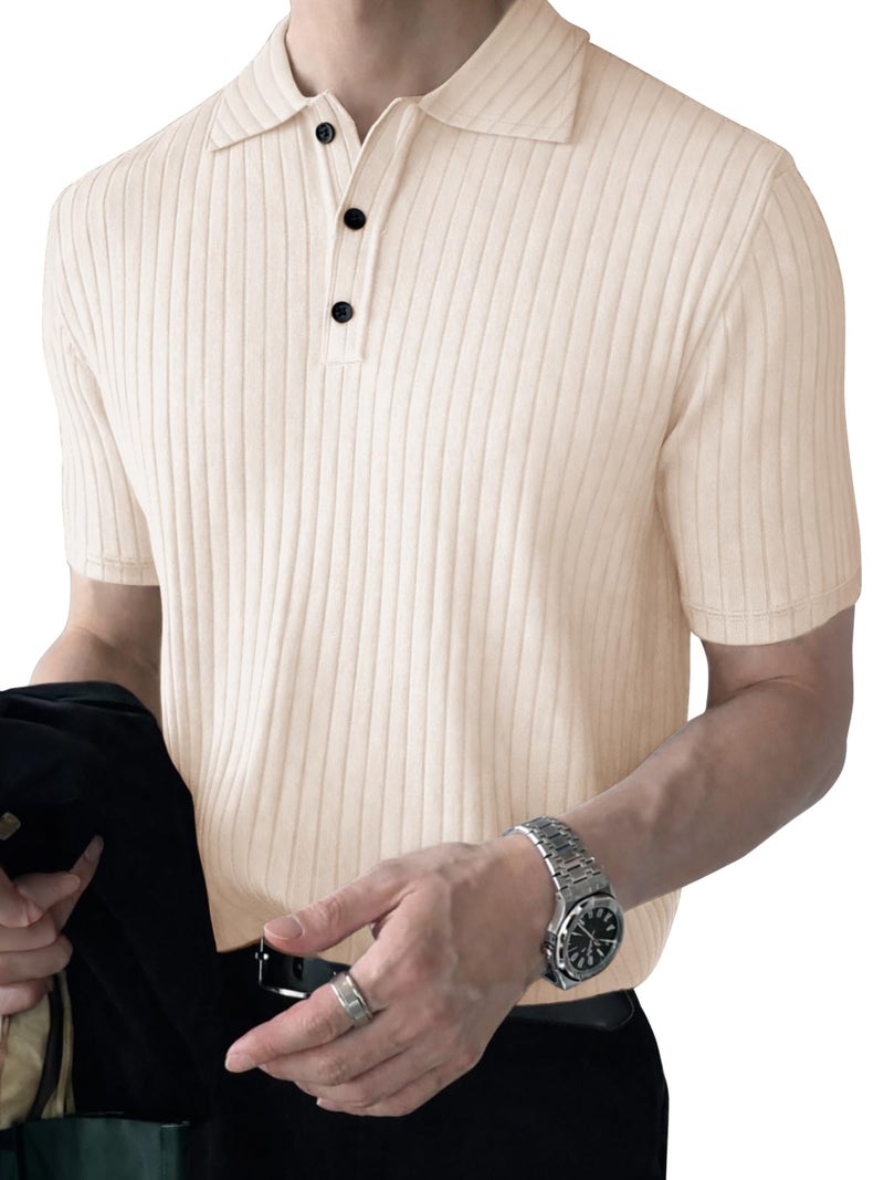 Noble Monk Solid Polo Neck Tshirt | Collar Tshirts | Half Sleeves | Plain-Regular Fit Textured Tshirt for Man - Image 1