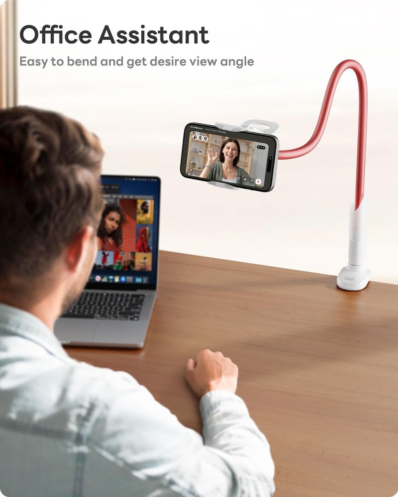SAIJI Gooseneck Phone Stand for Bed, Lazy Bracket Cell Phone Holder Long Arm Clip Clamp Mount for Filming, Compatible with 4-7'' Mobile Cell Phone Stand Document Camera Nintendo Switch (Rose Gold) - Image 4