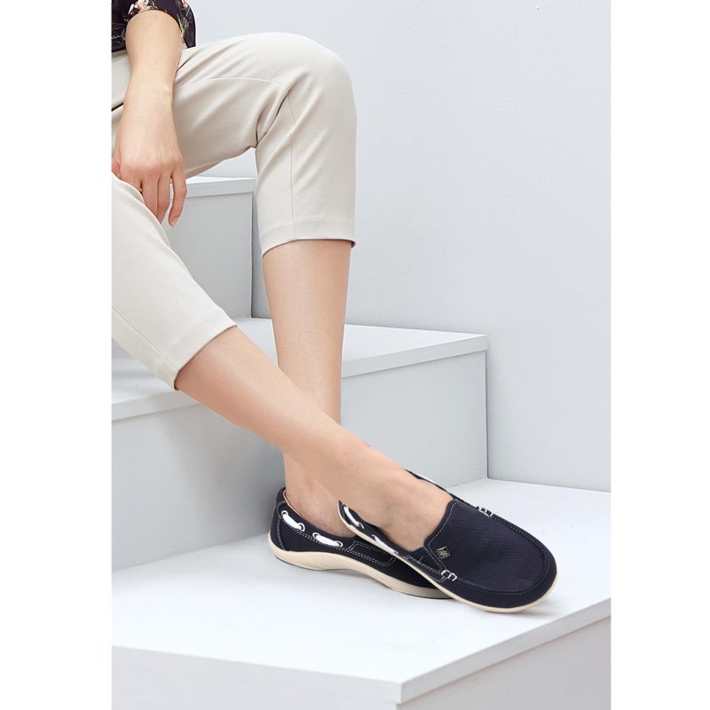 Vanessa Womens Slip On Shoes, Comfort Casual Loafers Shoes with Arch Support - Boat Canvas Sneakers for Daily Walking (Navy, 08) - Image 2