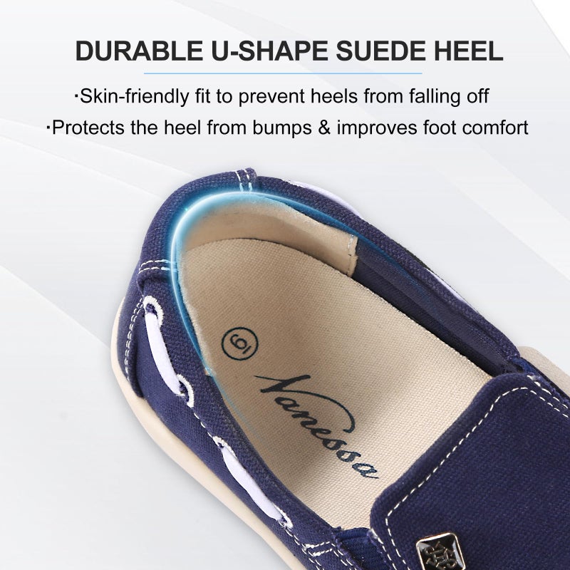 Vanessa Womens Slip On Shoes, Comfort Casual Loafers Shoes with Arch Support - Boat Canvas Sneakers for Daily Walking (Navy, 08) - Image 5