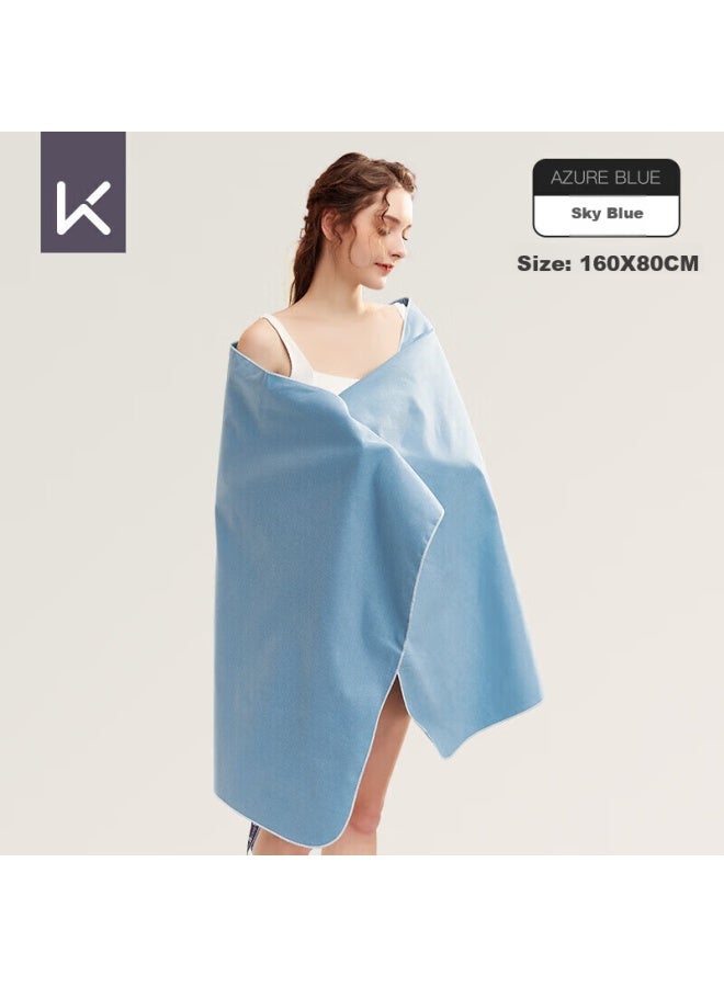 Keep Keep Quick-drying Bath Towel, Large Towel, Absorbent Towel, Beach Towel, Adult Sports Fitness Towel For Men And Women, Swimming Towel, Special Use, Sky Blue  - Image 1