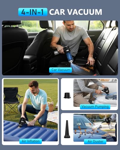 NEVERLAND Handheld Vacuum Cordless Car Vacuum - 15000PA High Power 4-in-1 Portable Foldable Small Detailing Kit, Rechargeable Hand Held Vacuum for Car Home Office - Image 2