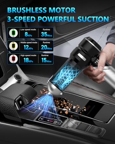 NEVERLAND Handheld Vacuum Cordless Car Vacuum - 15000PA High Power 4-in-1 Portable Foldable Small Detailing Kit, Rechargeable Hand Held Vacuum for Car Home Office - Image 4