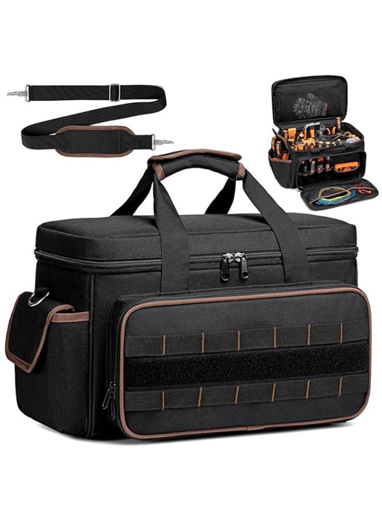 17-Inch Heavy Duty Tool Bag, Thickened Wear-Resistant Oxford Fabric Tool Organizer, Handheld & Shoulder Crossbody Multi-Pocket Storage Bag for Hardware and Repair Tools - Image 1
