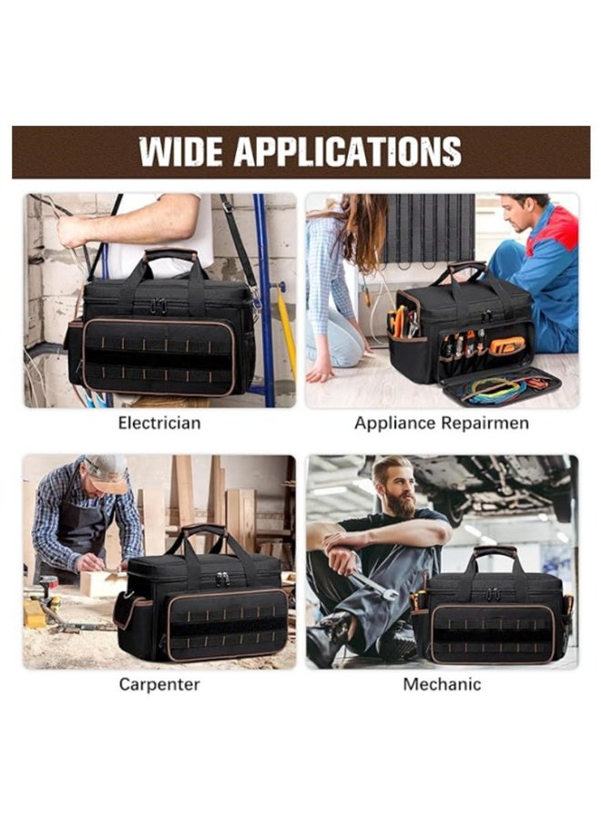 17-Inch Heavy Duty Tool Bag, Thickened Wear-Resistant Oxford Fabric Tool Organizer, Handheld & Shoulder Crossbody Multi-Pocket Storage Bag for Hardware and Repair Tools - Image 5