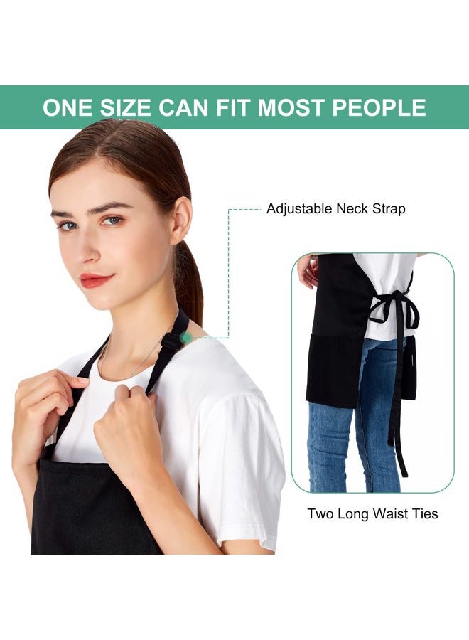 Jubatus 2 Pack 3 Pockets Adjustable Bib Apron Chef Kitchen Cooking Aprons for Women Men, Black - Image 5