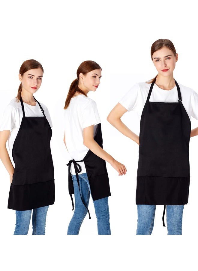 Jubatus 2 Pack 3 Pockets Adjustable Bib Apron Chef Kitchen Cooking Aprons for Women Men, Black - Image 3