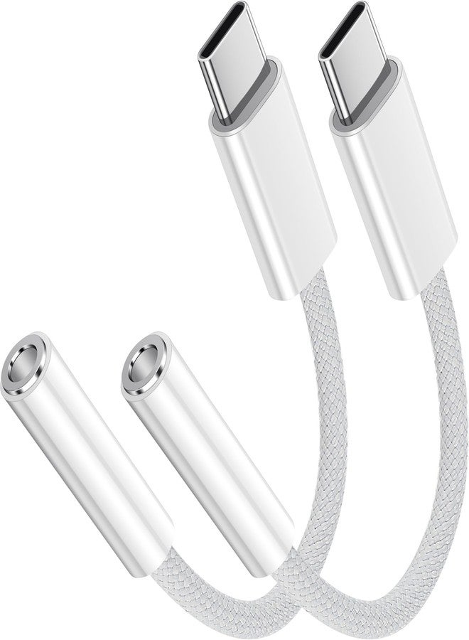 SAISN USB C to 3.5mm Jack Audio Adapter 2 Pack USB Type C to Headphone Aux Jack Adapter Dongle Cord Compatible with iPhone 15 Pro Max, Samsung Galaxy S24 S23 Ultra, iPad Pro, MacBook - Image 1
