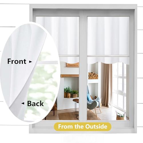 OWENIE White Valances for Windows, Light Filtering Small Kitchen Curtains Valance for Bedroom/Living Room, Rod Pocket Privacy Short Solid Modern Window Treatment, 60" Wx14 L, 1 Panel - Image 4