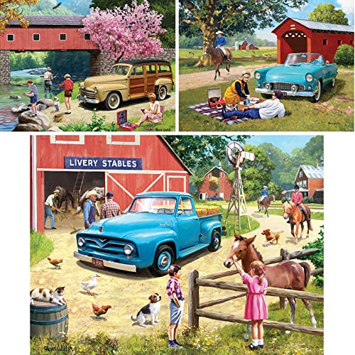 Bits and Pieces Value Set of 3 Jigsaw Puzzles by Kevin Walsh 500 18x24 Our Favorite Spot T Bird Summer A Stop at The Stables - Image 5