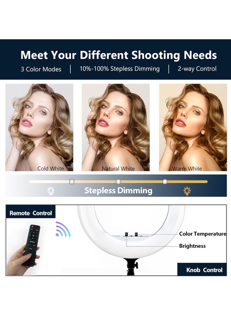 UNICORN 21-Inch Ring Light with Tripod & Phone Holders – CRI 95+, 7000LM, DSLR Mount for Makeup, Vlogs & Video Recording - Image 2