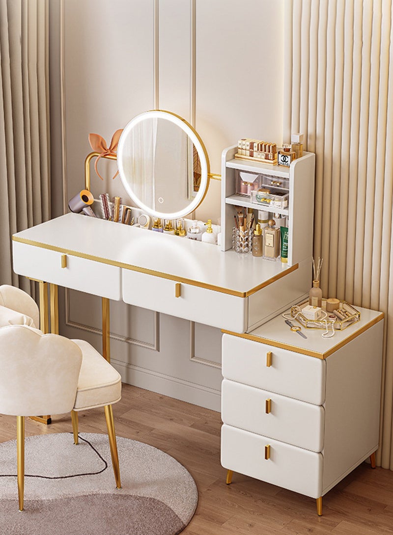 Sharpdo Modern Minimalist Dressing Table with LED Makeup Mirror and 3 Drawers for Storage 100*40*120CM - Image 1