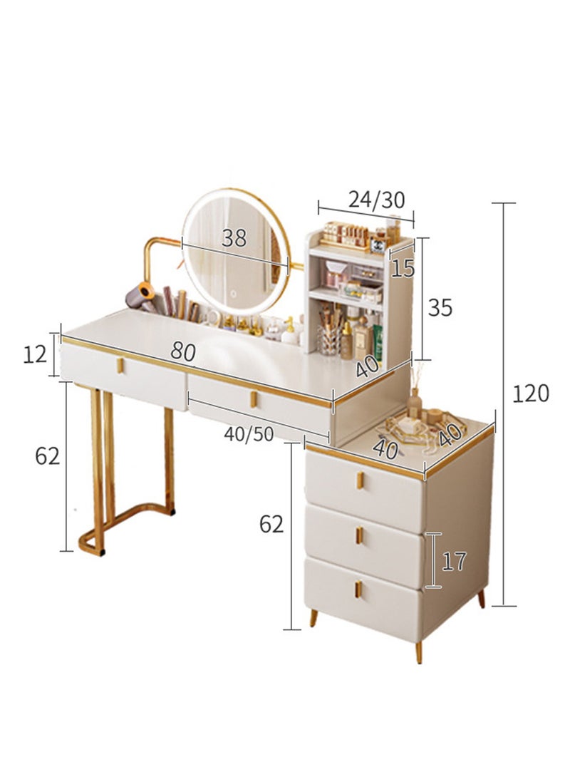 Sharpdo Modern Minimalist Dressing Table with LED Makeup Mirror and 3 Drawers for Storage 100*40*120CM - Image 2