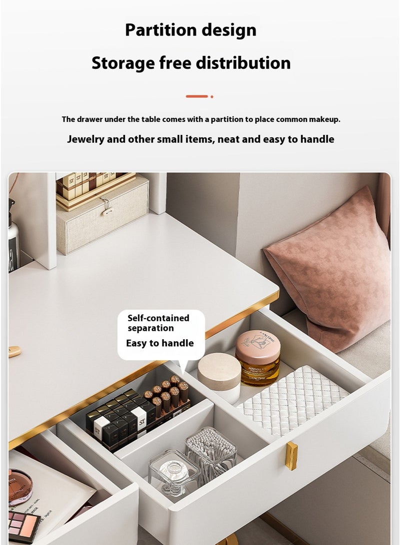 Sharpdo Modern Minimalist Dressing Table with LED Makeup Mirror and 3 Drawers for Storage 100*40*120CM - Image 4