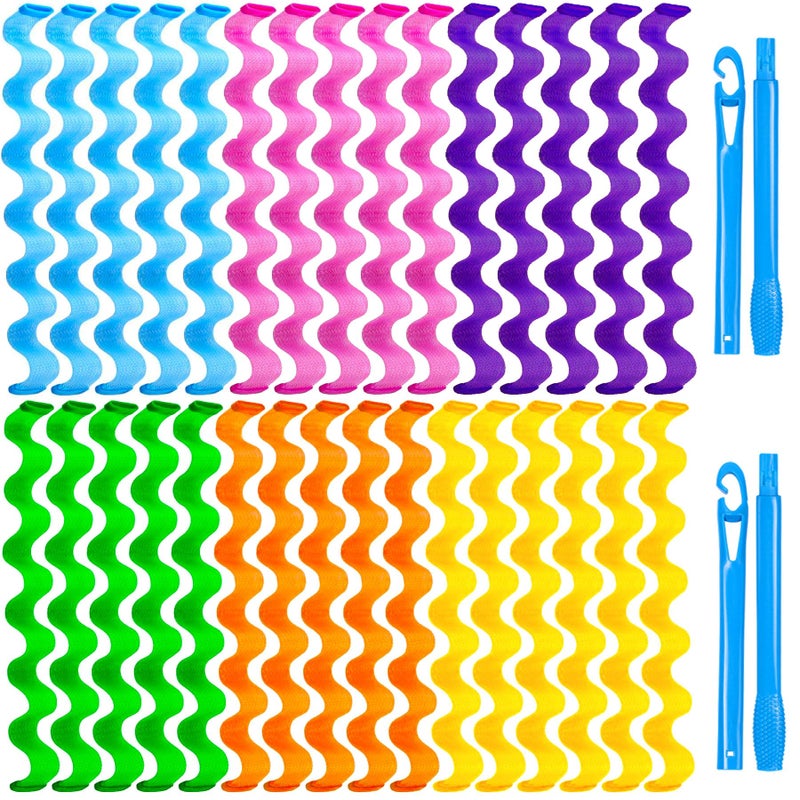 Yevyo 30 Pcs Heatless Hair Curlers Wave Curls Styling Kit With 2 Pcs Styling Hooks  No Heat Hair Curlers Heatless Wave Curlers For Women Girls Long Medium Short Hair (6 Colors  25 Cm/9.84 Inch) - Image 1