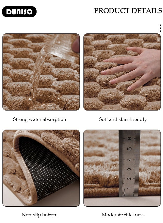 DUNISO 3 Piece Bathroom Rug Set Includes Bath Rug, Contour Mat and Toilet Lid Cover, Super Soft Water Absorbent & Non-Slip Bath Mats for Bathroom Floor, Tub and Shower Room, Machine Washable - Image 2