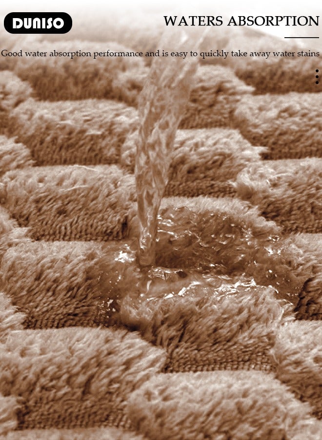 DUNISO 3 Piece Bathroom Rug Set Includes Bath Rug, Contour Mat and Toilet Lid Cover, Super Soft Water Absorbent & Non-Slip Bath Mats for Bathroom Floor, Tub and Shower Room, Machine Washable - Image 5