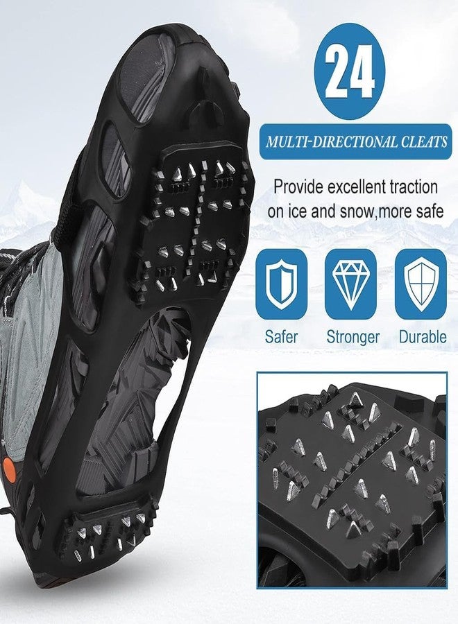 Linist Anti-Slip Ice Cleats for Shoes & Boots | 24 Manganese Steel Spikes with Adjustable Straps | Heavy-Duty Ice Traction Cleats for Hiking, Walking, Trekking, Climbing | Snow Grips (M-36 to 41) - Image 2