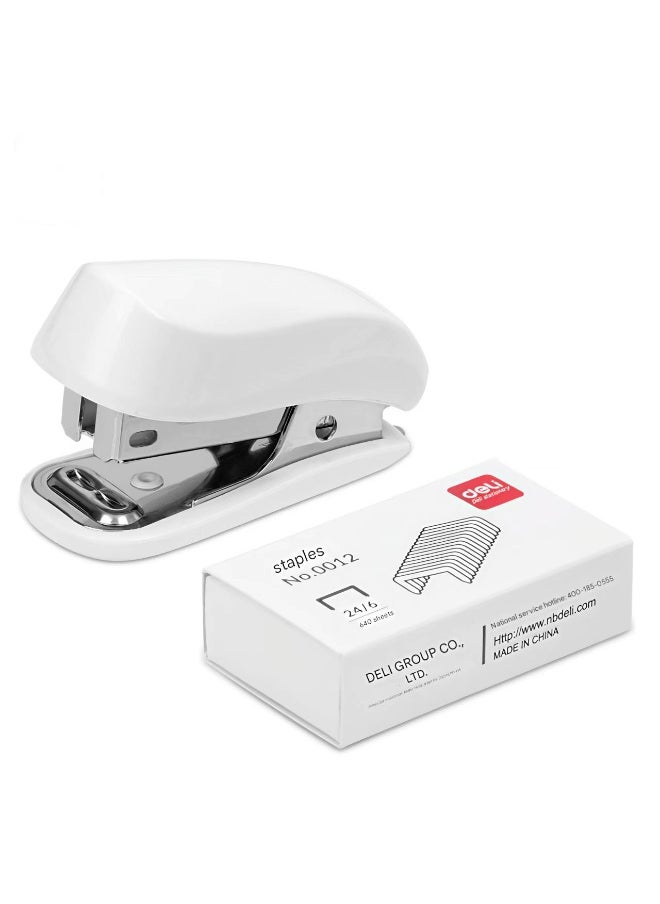 Deli - Deli Mini Stapler With 640 Standard Staples, 12 Sheet Capacity Desktop Stapler For Student, Office - Image 1