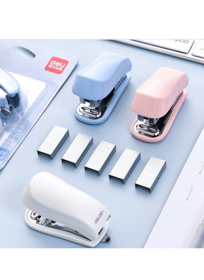Deli - Deli Mini Stapler With 640 Standard Staples, 12 Sheet Capacity Desktop Stapler For Student, Office, Blue - Image 1