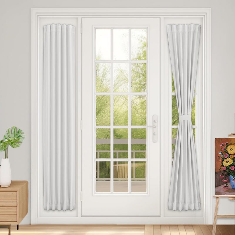 Vatge ستائر ذاتية اللصق للضوء الجانبي للأبواب الزجاجية - أغطية نوافذ قابلة للإزالة بدون حفر 12x72، لوحة ترشيح الضوء، لوحة واحدة، عرض 12 × طول 72، أبيض رمادي - Image 1