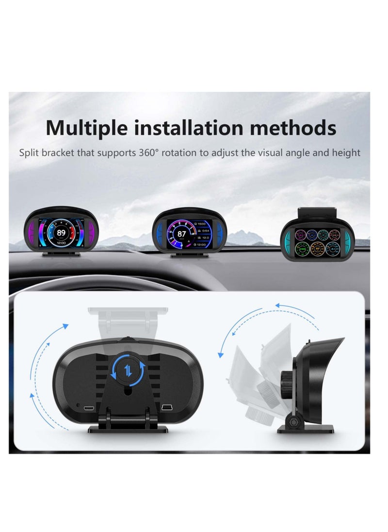 Excefore - OBD2 Digital Speedometer, Universal Head Up Display (HUD), with Digital Multi Function and Multi Alarm Setting HD Display, with Speed, Tachometer, Troubleshooting, for Most Vehicles After 2008 - Image 1